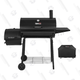 A large charcoal grill with tray